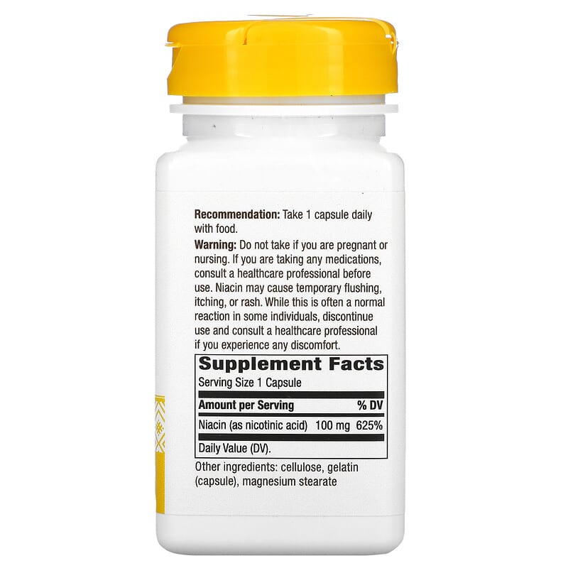Nature's Way, Niacin, Vitamin B3, 100 mg, 100 Capsules 33674404706
