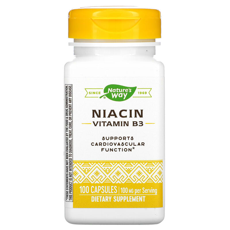 Nature's Way Niacin Vitamin B3 100 mg 100 Capsules 33674404706