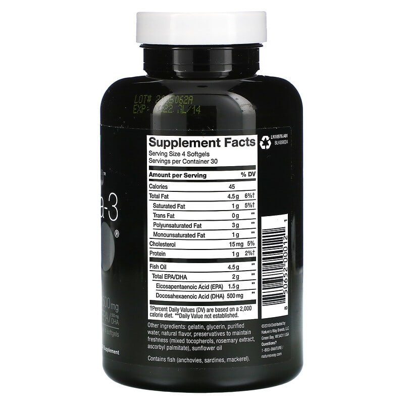 Nature's Way, NutraSea hp, Omega-3, Extra Strength, Lemon, 120 Softgels 850652000121