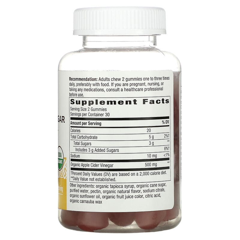 Nature's Way, Organic Apple Cider Vinegar Gummies, Apple, 250 mg, 60 Gummies 33674137529
