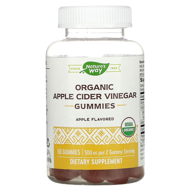 Nature's Way Organic Apple Cider Vinegar Gummies Apple 250 mg 60 Gummies 33674137529