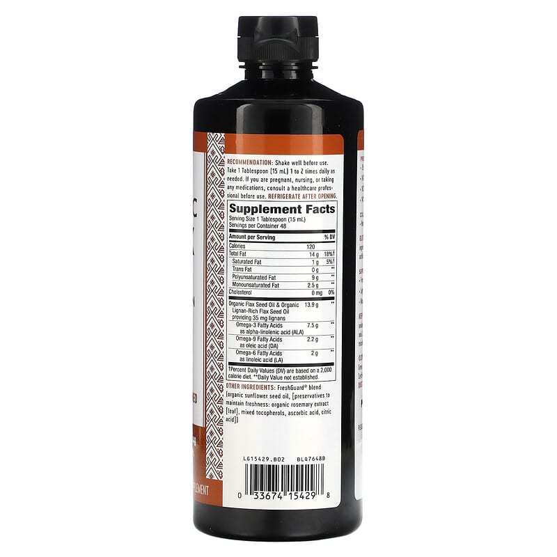 Nature's Way, Organic Flax Oil, Super Lignan, 24 fl oz (720 ml) 33674154298