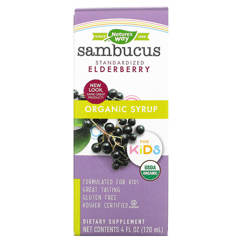 Nature's Way Organic Sambucus Syrup for Kids Standardized Elderberry 4 fl oz (120 ml) 33674157978