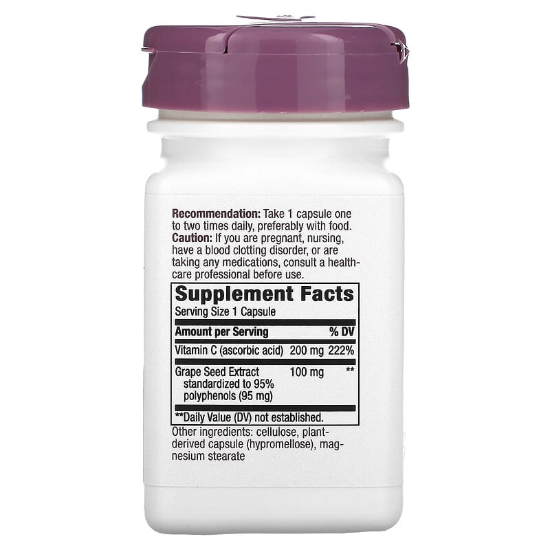 Nature's Way, Premium Blend, Grape Seed with Vitamin C, 100 mg, 30 Vegan Capsules 33674143209