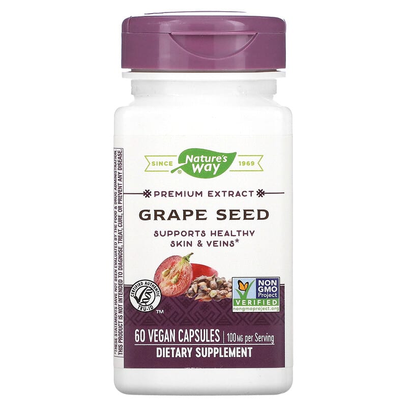Nature's Way Premium Extract Grape Seed 100 mg 60 Vegan Capsules 33674153529