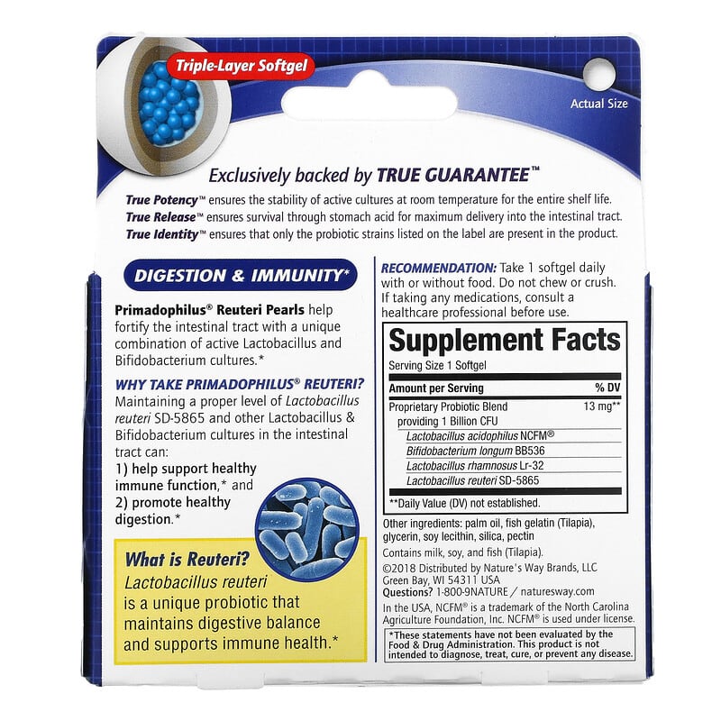 Nature's Way, Primadophilus Reuteri Pearls, 60 Softgels 33674157701