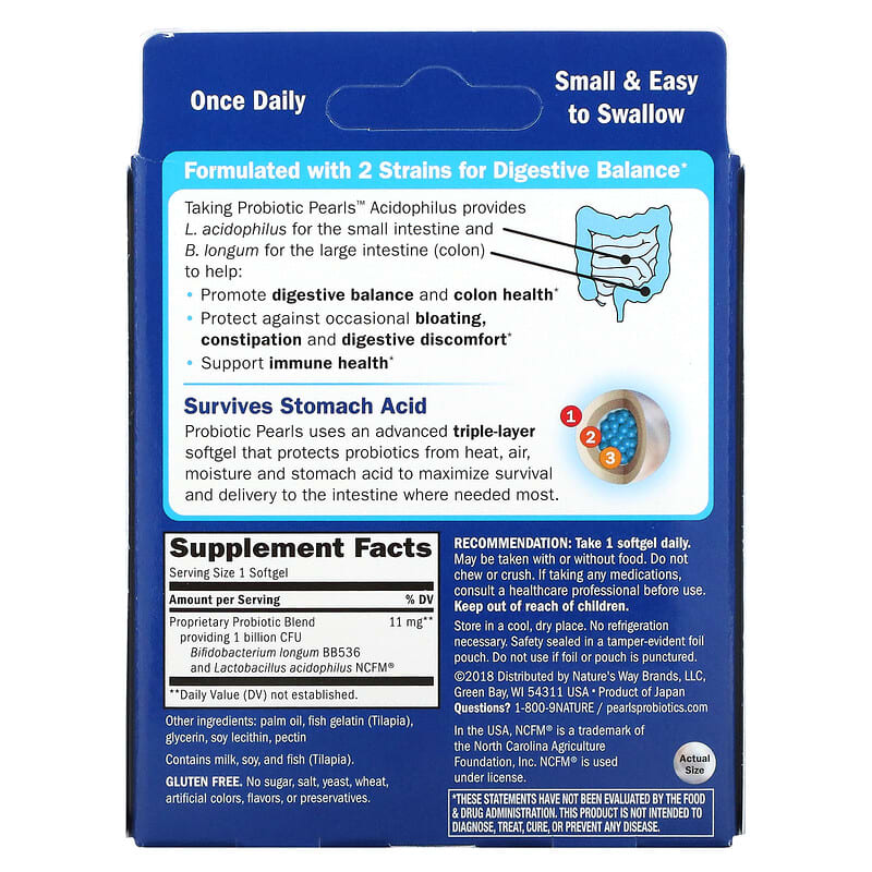 Nature's Way, Probiotic Pearls Acidophilus, 90 Softgels 763948042999