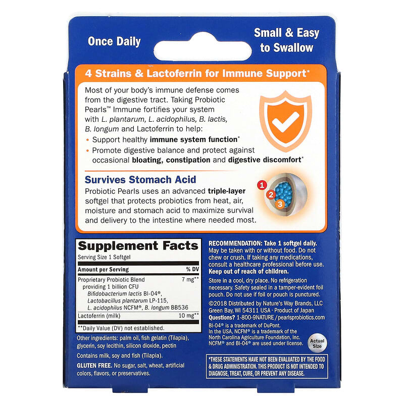 Nature's Way, Probiotic Pearls Immune, Regularity & Immunity, 30 Softgels 763948044030