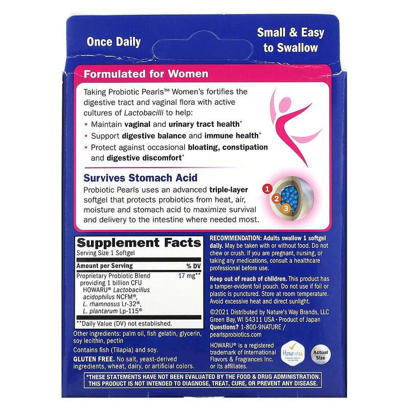 Nature's Way, Probiotic Pearls Women's, Vaginal & Digestive Health , 90 Softgels 33674139509