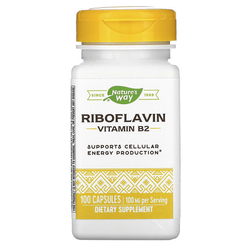 Nature's Way Riboflavin Vitamin B2 100 mg 100 Capsules 33674404218