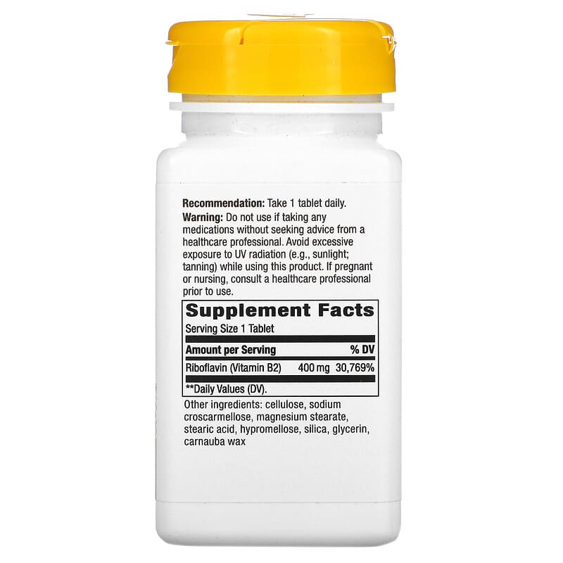 Nature's Way, Riboflavin Vitamin B2, 400 mg, 30 Tablets 763948168439
