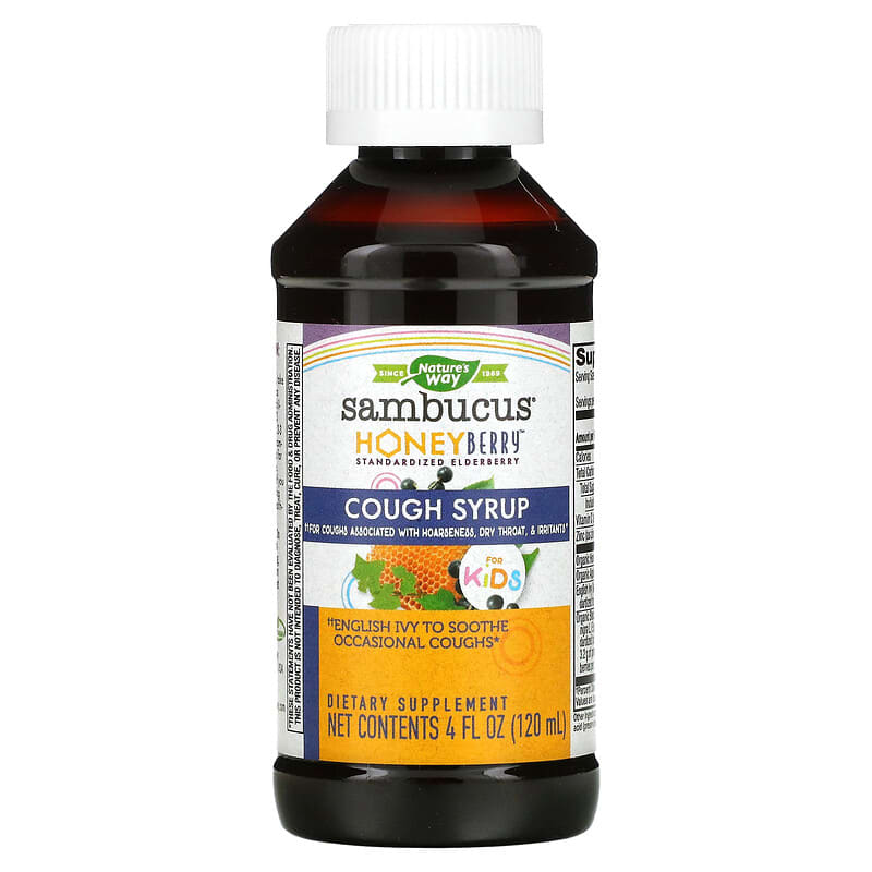 Nature's Way, Sambucus for Kids, HoneyBerry Cough Syrup, 4 fl oz (120 ml) 33674133156