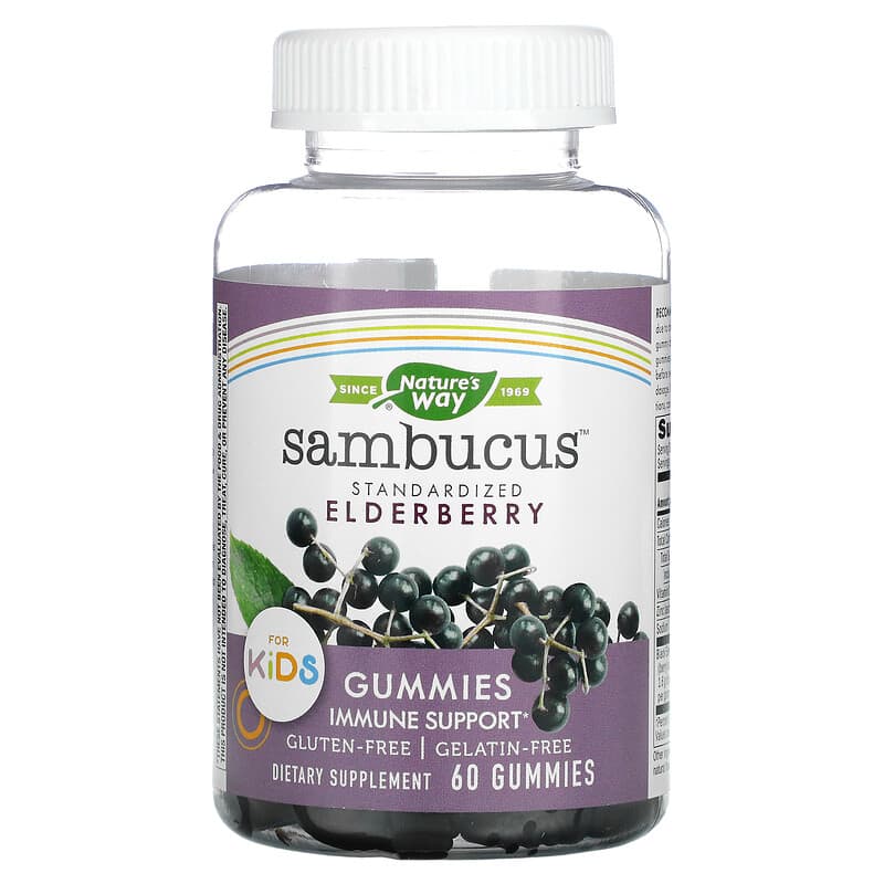 Nature's Way Sambucus for Kids Standardized Elderberry Gummies 60 Gummies 33674122853