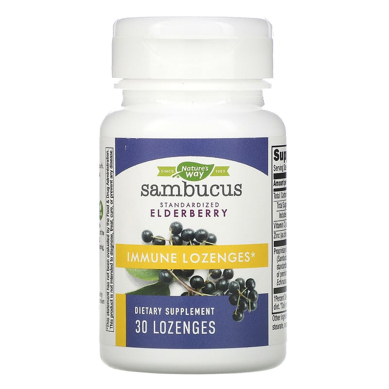 Nature's Way, Sambucus Immune, Elderberry, Standardized, 30 Lozenges 33674140024