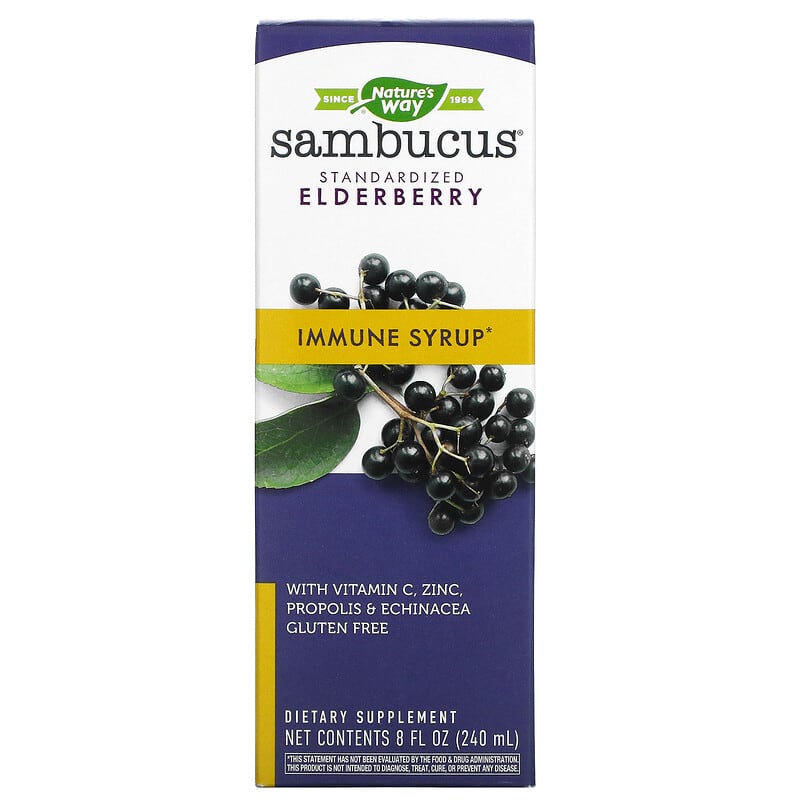 Nature's Way Sambucus Immune Syrup Standardized Elderberry 8 fl oz (240 ml) 33674153338