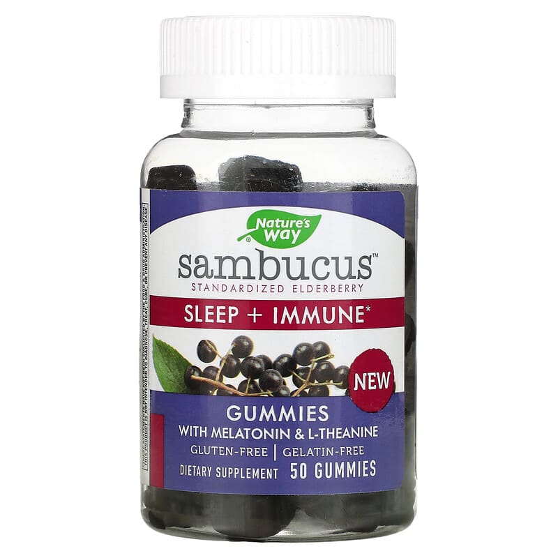 Nature's Way Sambucus Sleep + Immune with Melatonin & L-Theanine 50 Gummies 33674134962