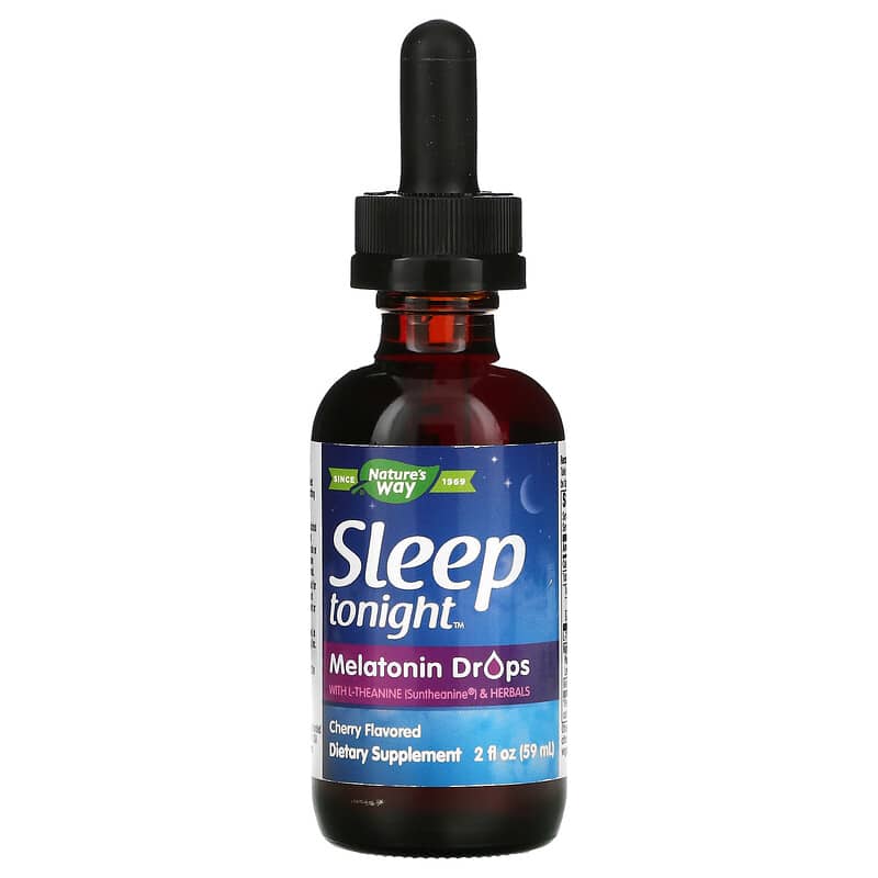 Nature's Way, Sleep Tonight, Melatonin Drops With L-Theanine & Herbals, Cherry, 2 fl oz ( 59 ml) 763948107469