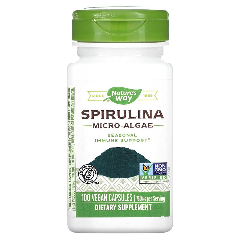 Nature's Way Spirulina Micro-Algae 380 mg 100 Vegan Capsules 33674172001