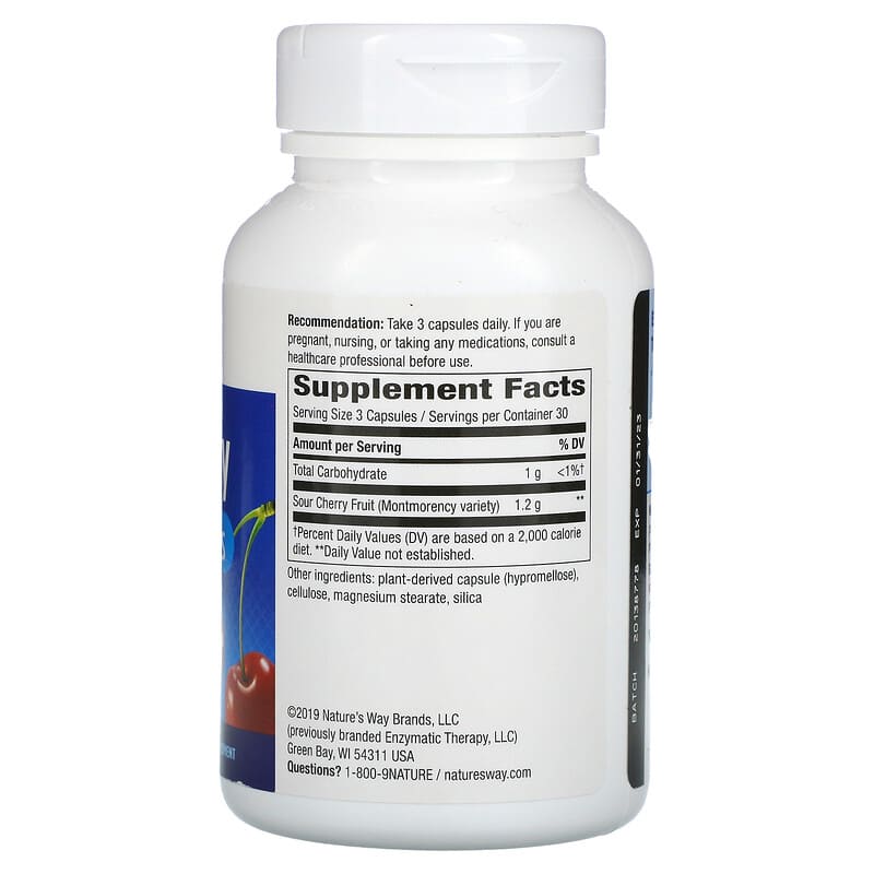Nature's Way, Tart Cherry, Ultra Capsules, 1,200 mg, 90 Veg Capsules 763948564453
