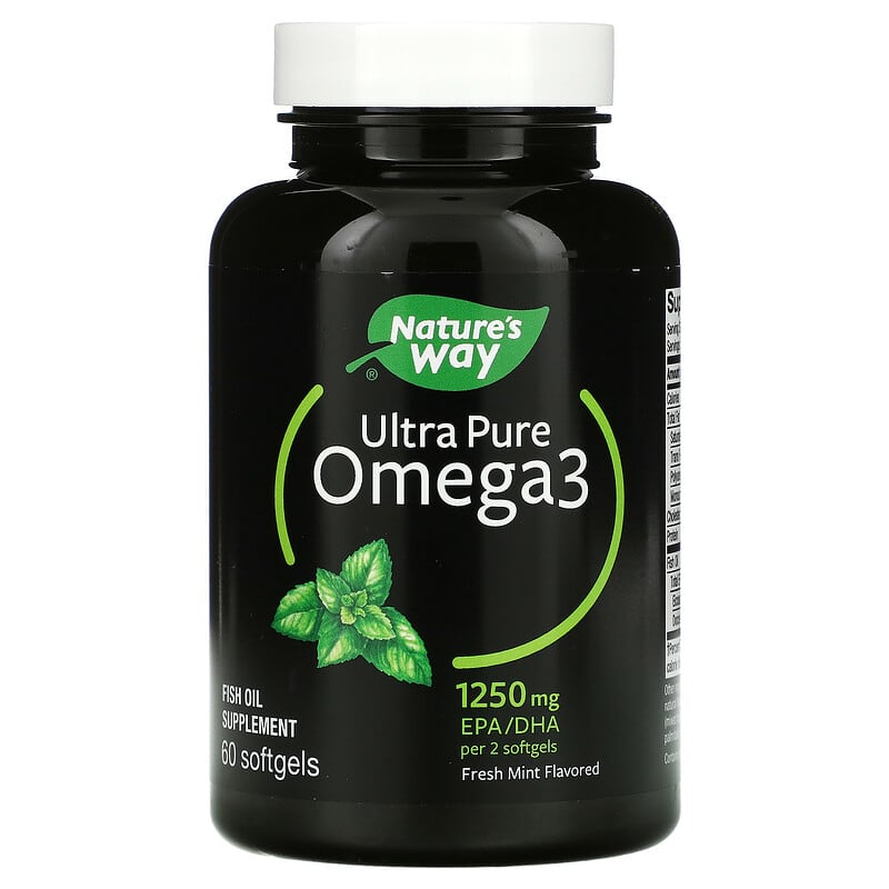 Nature's Way Ultra Pure Omega3 Fresh Mint 625 mg 60 Softgels 33674124536