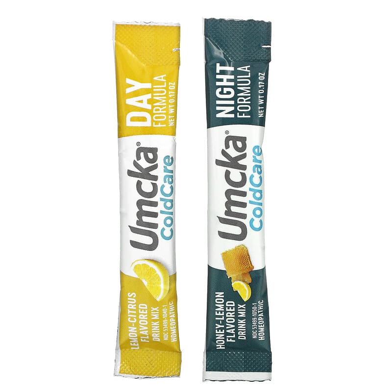 Nature's Way, Umcka, Cold Care, Day + Night, Soothing Hot Drink, Lemon-Citrus, Honey-Lemon, 12 Packets, 0.17 oz Each,  (8 Day / 4 Night) 33674106013