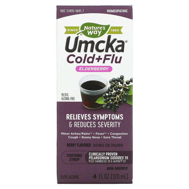 Nature's Way Umcka Cold+Flu Elderberry Soothing Syrup Berry 4 fl oz (120 ml) 33674158456