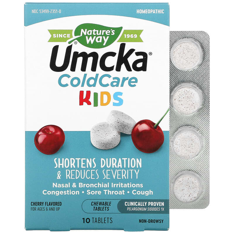 Nature's Way Umcka ColdCare Kids For Ages 6 and Up Cherry  10 Chewable Tablets 33674123515