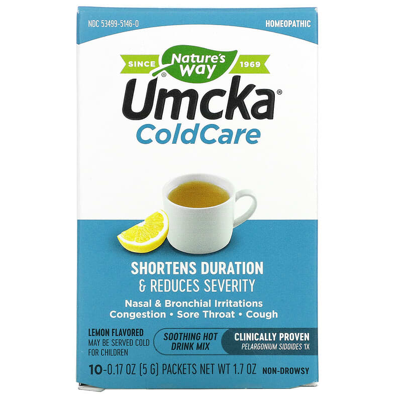 Nature's Way Umcka ColdCare Soothing Hot Drink Mix Lemon 10 Packets 0.17 oz (5 g) Each 33674151464