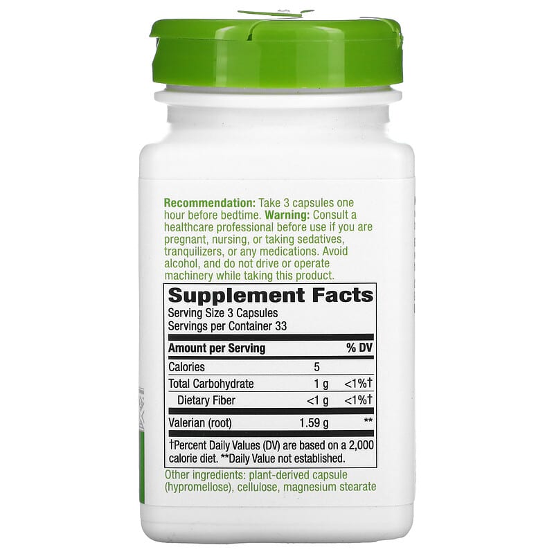 Nature's Way, Valerian Root, 1,590 mg, 100 Vegan Capsules 33674177006