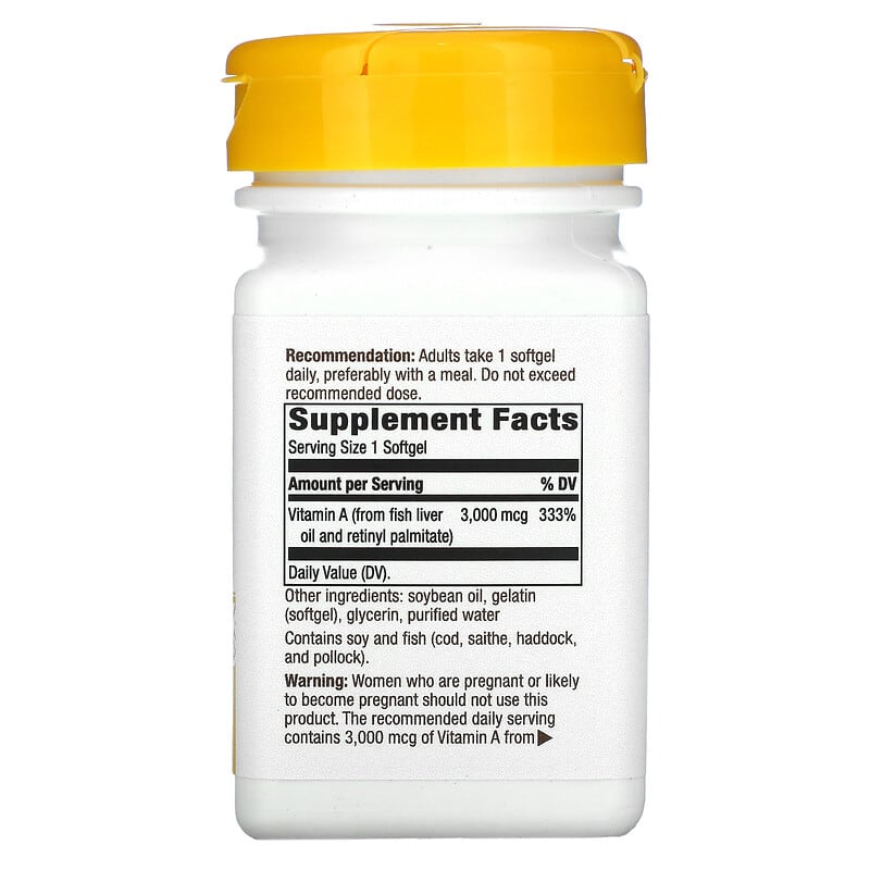 Nature's Way, Vitamin A, 3,000 mcg, 100 Softgels 33674401101