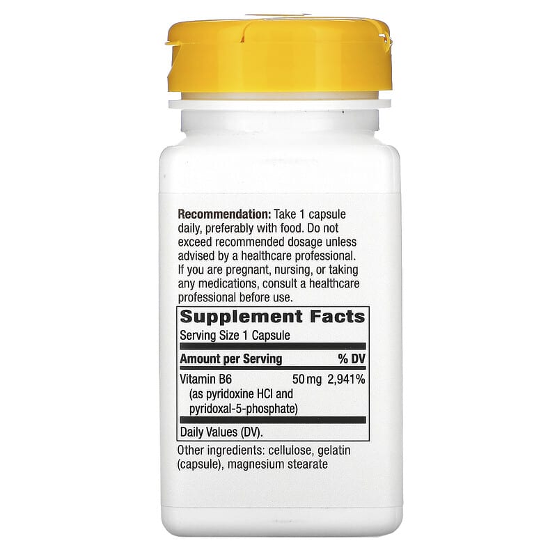 Nature's Way, Vitamin B-6, 50 mg, 100 Capsules 33674404317