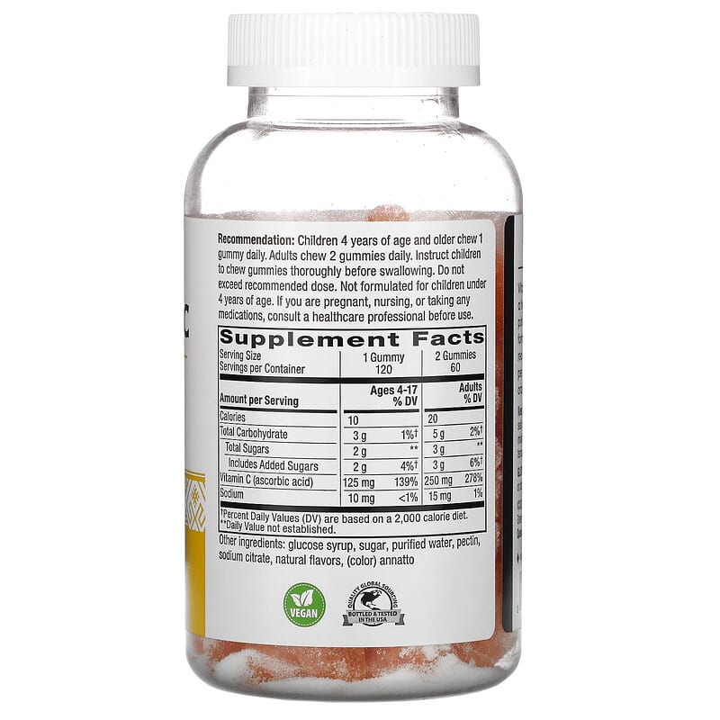 Nature's Way, Vitamin C Gummies, Orange, 250 mg, 120 Gummies 33674136072