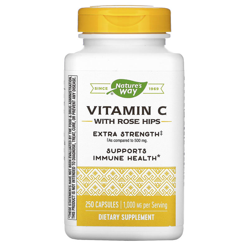 Nature's Way Vitamin C with Rose Hips Extra Strength 1,000 mg 250 Capsules 33674403136