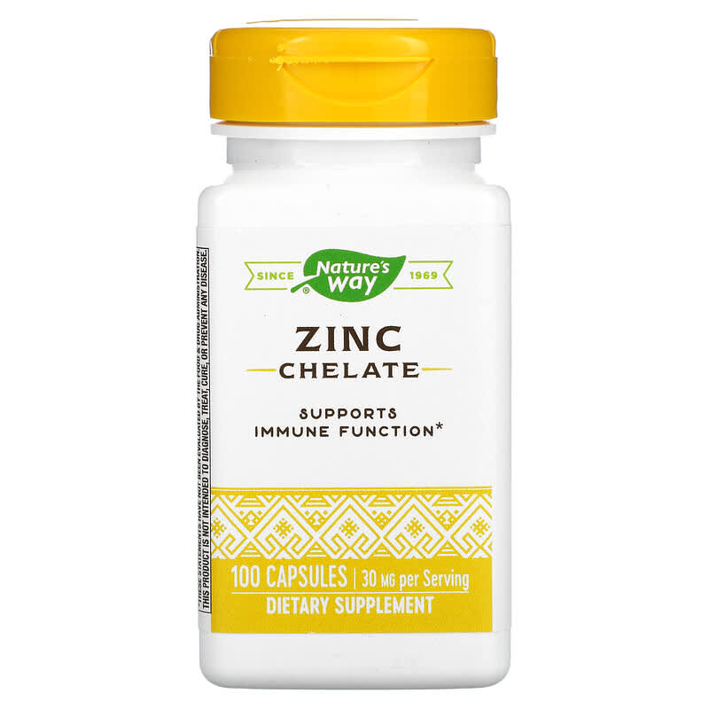 Nature's Way Zinc Chelate 30 mg 100 Capsules 33674410912