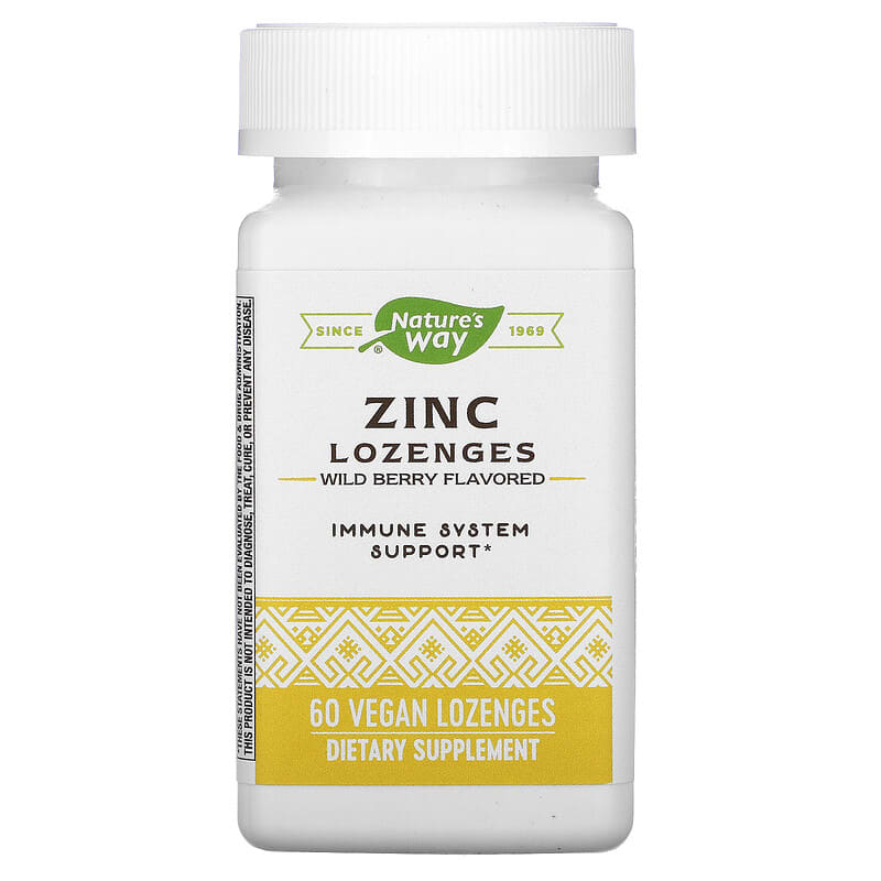 Nature's Way Zinc Lozenges Wild Berry Flavored 60 Vegan Lozenges 33674410929