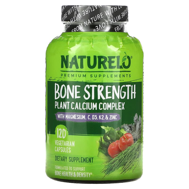 NATURELO Bone Strength Plant Calcium Complex 120 Vegetarian Capsules 628110628183