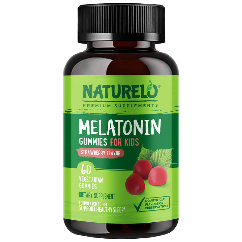 NATURELO Melatonin Gummies For Kids Strawberry 60 Vegetarian Gummies 628110628633