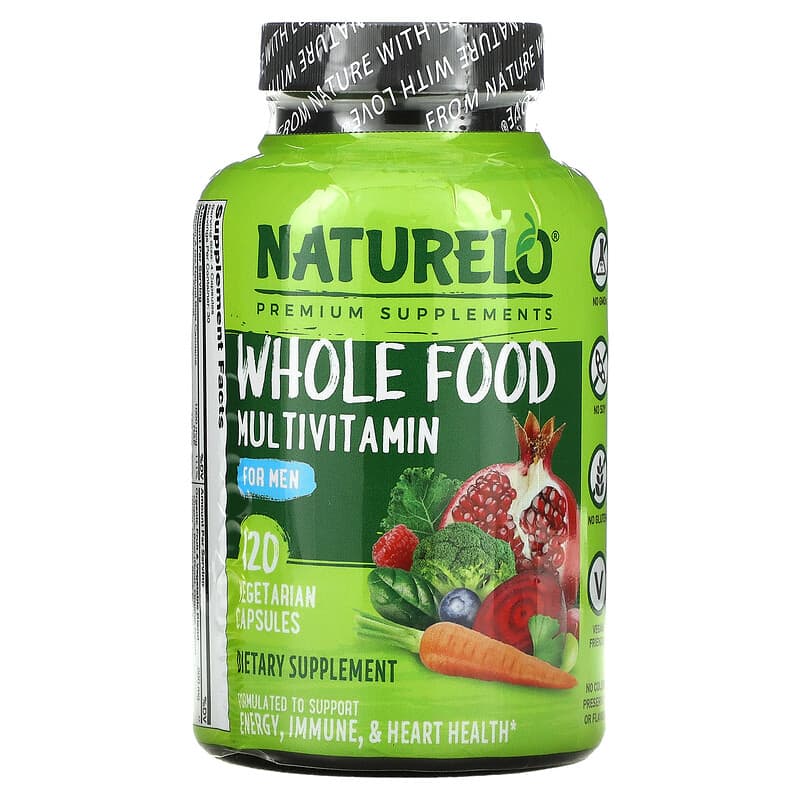 NATURELO Whole Food Multivitamin for Men 120 Vegetarian Capsules 628110628084