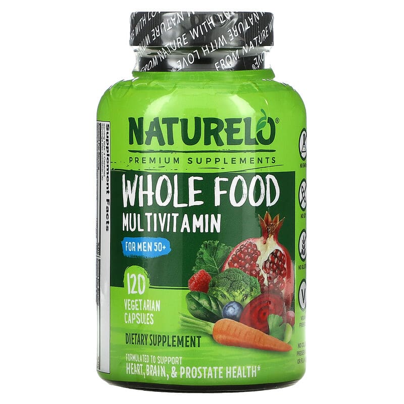NATURELO Whole Food Multivitamin for Men 50+ 120 Vegetarian Capsules 628110628428