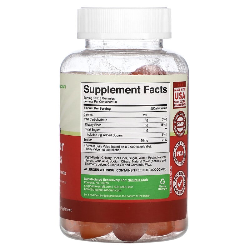 Natures Craft, Adult Fiber Gummies, Orange and Mixed Berries, 60 Gummies 793611599734