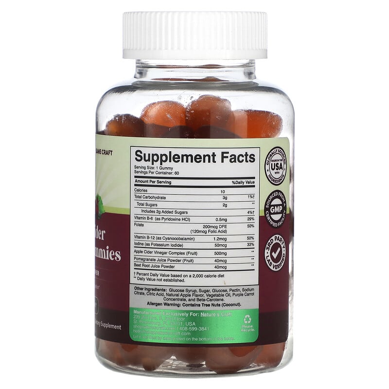 Natures Craft, Apple Cider Vinegar Gummies with the Mother, 60 Gummies 793611598904