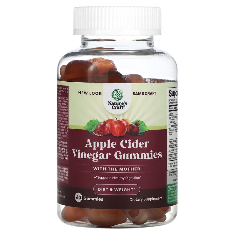 Natures Craft Apple Cider Vinegar Gummies with the Mother 60 Gummies 793611598904
