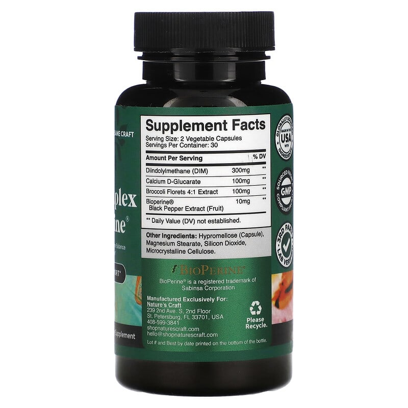 Natures Craft, DIM, Complex + Bioperine, 60 Capsules 793597659903