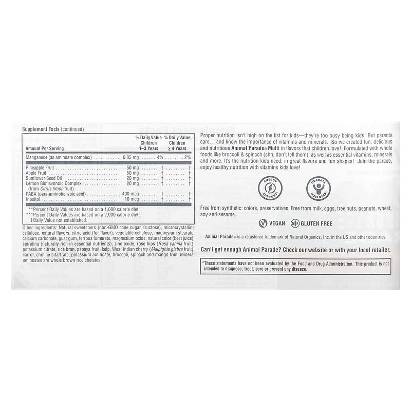 NaturesPlus, Animal Parade, Children's Chewable Multivitamin Supplement, Cherry, 90 Animal-Shaped Tablets 97467299702