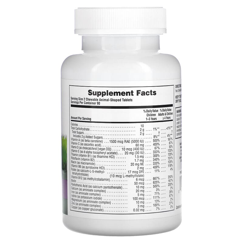 NaturesPlus, Animal Parade, Children's Chewable Multivitamin Supplement, Grape, 180 Animal-Shaped Tablets 97467299863