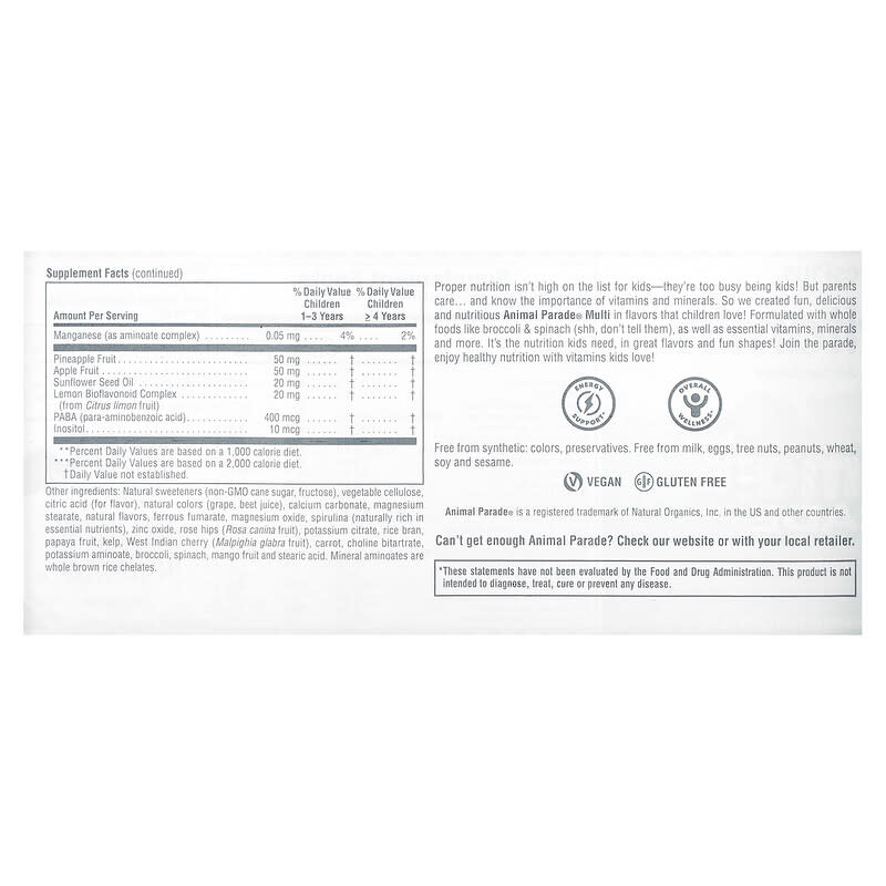 NaturesPlus, Animal Parade, Children's Chewable Multivitamin Supplement, Grape, 90 Animal-Shaped Tablets 97467299849