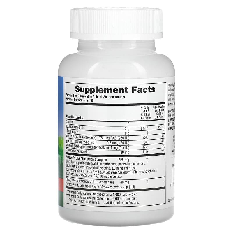 NaturesPlus, Animal Parade, DHA Kids, Children's Chewable Omega-3 Supplement, Cherry, 90 Animal-Shaped Tablets 97467299993
