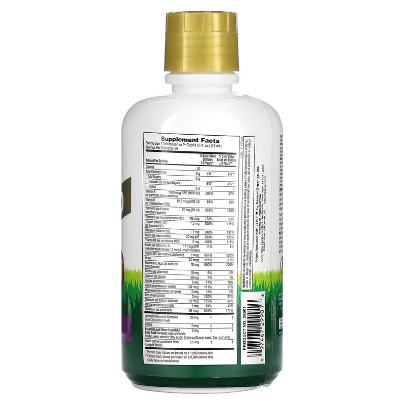 NaturesPlus, Animal Parade Gold, Multivitamin Liquid, Tropical Berry, 30 fl oz (887.1 ml) 97467299016