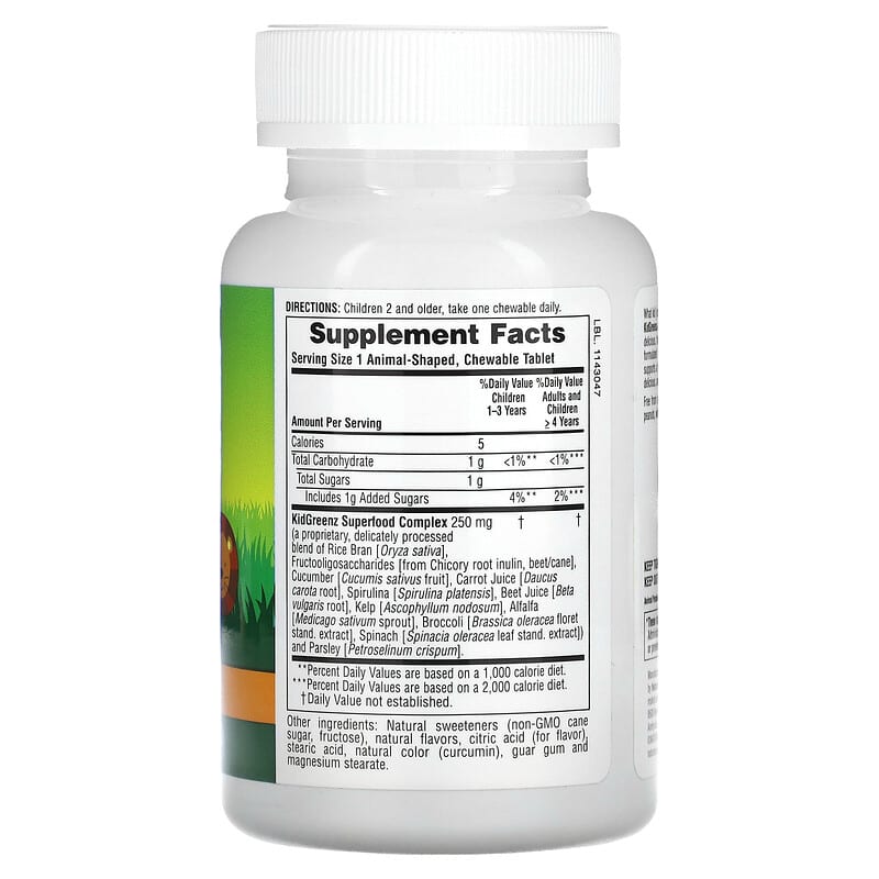 NaturesPlus, Animal Parade, Kid Greenz, Children's Chewable Green Food Supplement, Tropical Fruit, 90 Animal-Shaped Tablets 97467299689