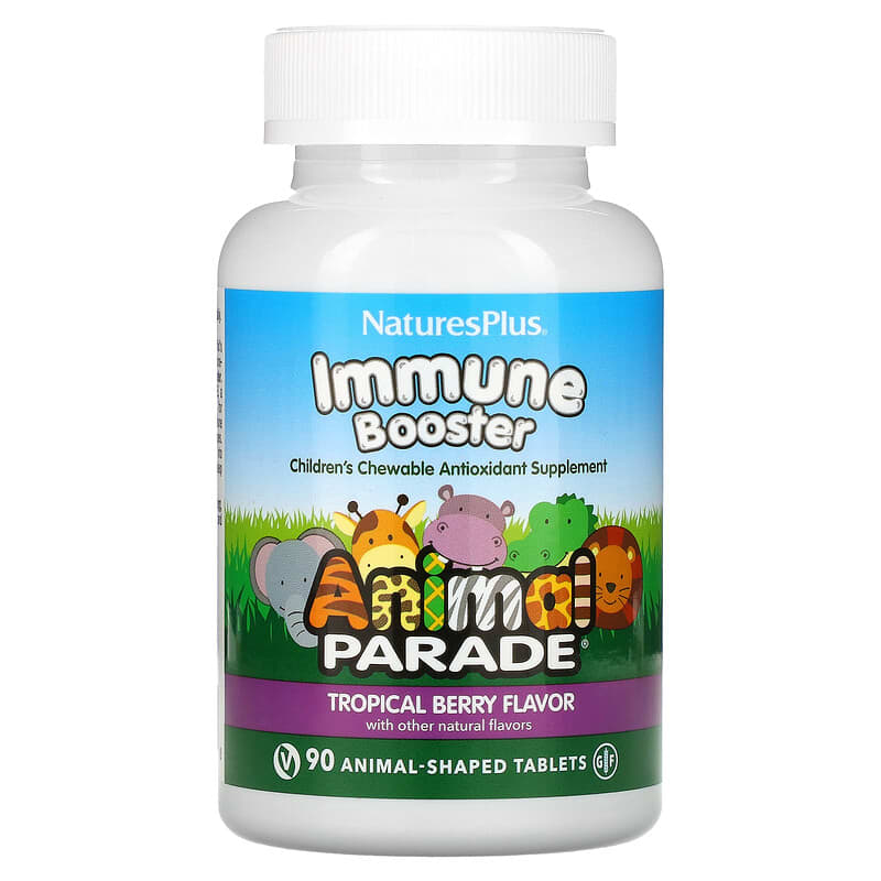 NaturesPlus Animal Parade Kids Immune Booster Tropical Berry 90 Animal-Shaped Tablets 97467299788